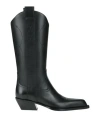Off-white For Walking Leather Western Boots With Embroideries In Black