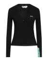 Off-white Woman Cardigan Black Size 4 Viscose, Polyester In Black