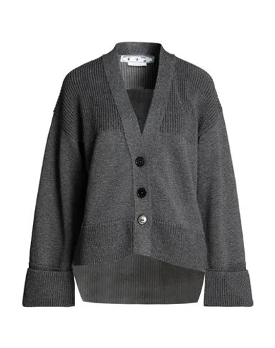 Off-white Woman Cardigan Lead Size 8 Cotton, Polyester In Grey