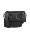 Off-white Leather Crossbody Bag With Cut-out Details And Golden Chain In Black