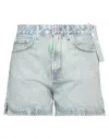 Off-white Woman Denim Shorts Blue Size 24 Cotton In Blue
