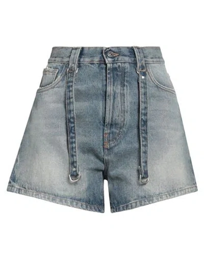 Off-white Woman Denim Shorts Blue Size 30 Cotton