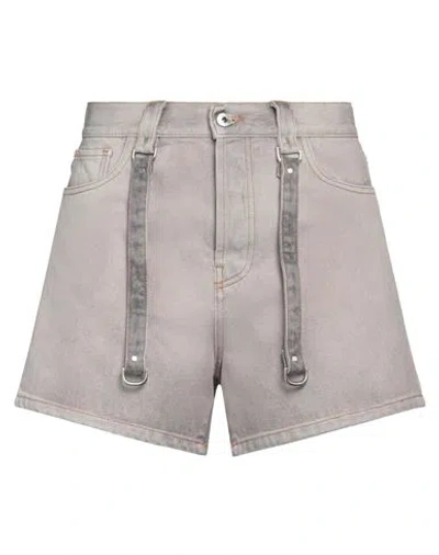 Off-white Woman Denim Shorts Taupe Size 29 Cotton In Grey