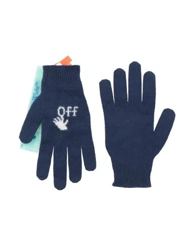 Off-white Woman Gloves Navy Size Onesize Wool In Blue