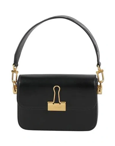 Off-white Off White Women Black Leather Small Plain Binder Handbag