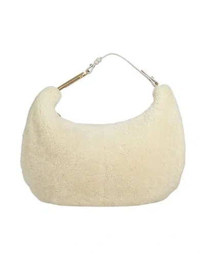 Off-white Cream Shearling Wool Chic Shoulder Bag In White