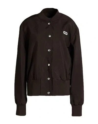Off-white Woman Jacket Dark Brown Size 8 Polyamide, Polyester