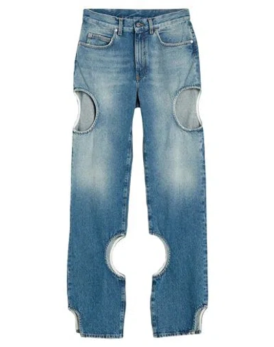 OFF-WHITE OFF-WHITE WOMAN JEANS BLUE SIZE 28 COTTON