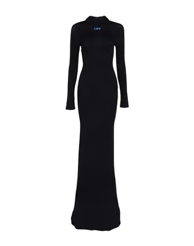 OFF-WHITE OFF-WHITE WOMAN MAXI DRESS BLACK SIZE 6 VISCOSE, POLYESTER