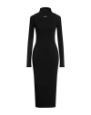 Off-white Black Cotton Midi Dress With Logo In Black