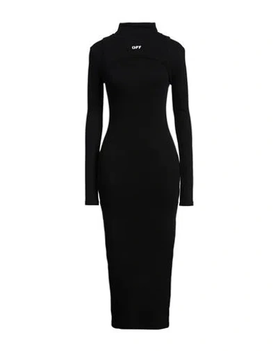 Off-white Off White™ Black Cotton Midi Dress With Logo