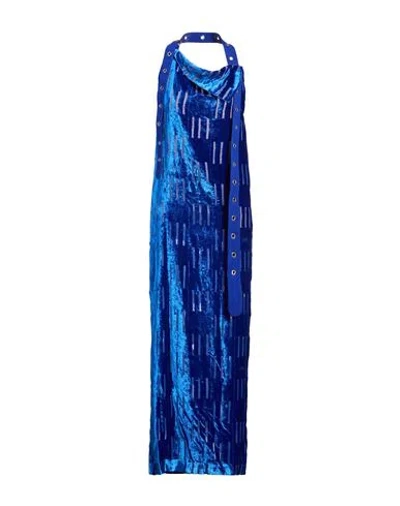Off-white Draped Devoré Velvet Maxi Dress In Blau