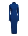 Off-white Ribbed Stretch-cotton Jersey Midi Dress In Blue