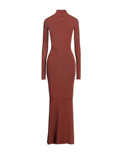 Off-white Woman Maxi Dress Brown Size 0 Viscose, Polyester