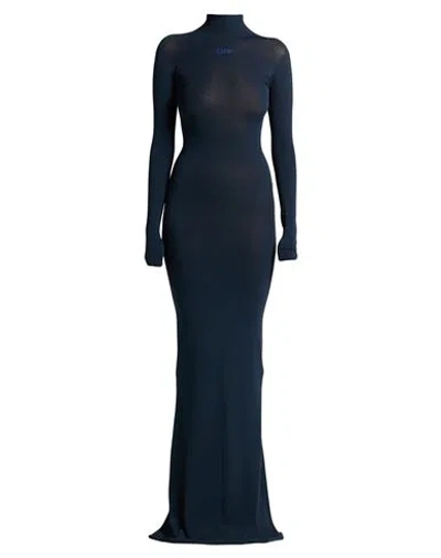 Off-white Woman Maxi Dress Midnight Blue Size 0 Viscose, Polyester