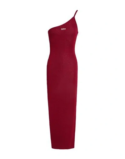 Off-white Woman Maxi Dress Red Size 2 Viscose, Polyamide, Metallic Fiber, Elastane