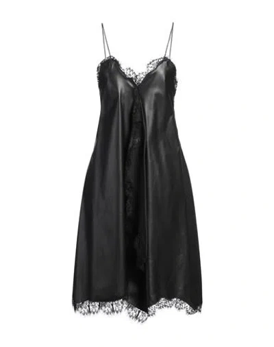 Off-white Nappa Wrap Slip Dress With Lace Hems In Black