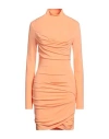 Off-white Woman Midi Dress Mandarin Size 12 Viscose, Elastane In Mandarin