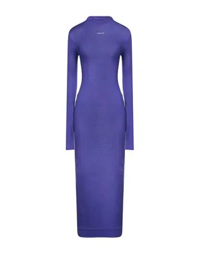Off-white Woman Midi Dress Purple Size 4 Viscose, Elastane In Blue