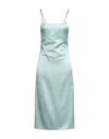 Off-white Woman Midi Dress Sky Blue Size 8 Viscose, Virgin Wool, Polyester In Blue