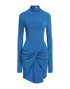 Off-white Twist-front Printed Jersey Mini Dress In Blue