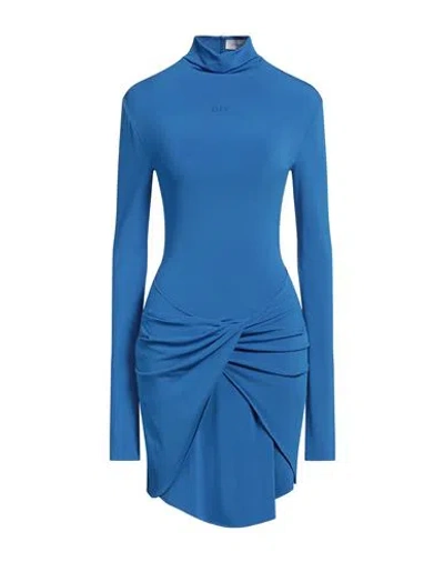OFF-WHITE OFF-WHITE WOMAN MINI DRESS AZURE SIZE 6 VISCOSE, ELASTANE