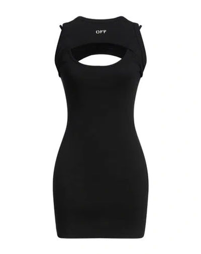 OFF-WHITE OFF-WHITE WOMAN MINI DRESS BLACK SIZE 4 COTTON, ELASTANE