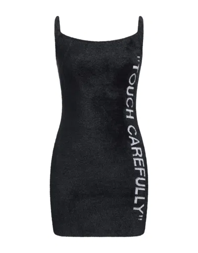 OFF-WHITE OFF-WHITE WOMAN MINI DRESS BLACK SIZE 4 POLYAMIDE, WOOL, POLYURETHANE