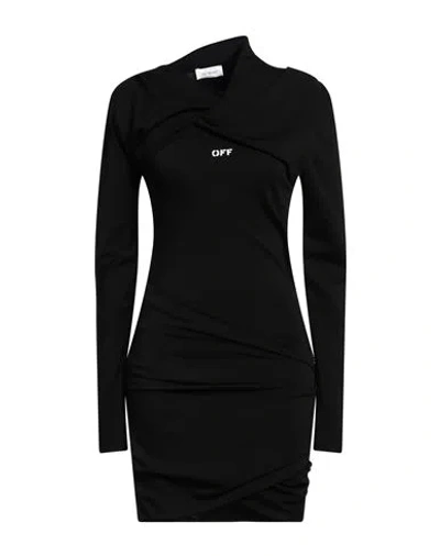 Off-white Off White Fluid Jersey Twist Mini Dress In Black White