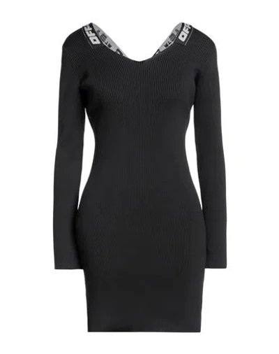 OFF-WHITE OFF-WHITE WOMAN MINI DRESS BLACK SIZE 8 POLYESTER, POLYAMIDE, ELASTANE