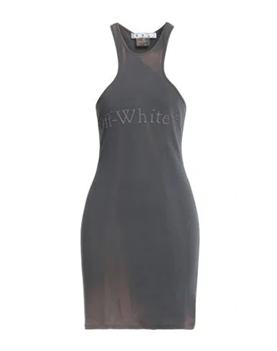 Off-white Woman Mini Dress Lead Size 0 Cotton, Elastane In Grey