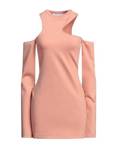 OFF-WHITE OFF-WHITE WOMAN MINI DRESS SALMON PINK SIZE 8 POLYAMIDE, ELASTANE