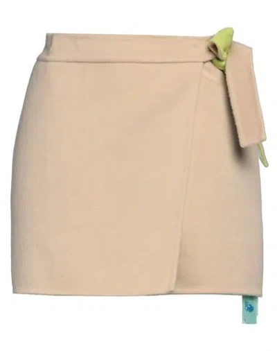 Off-white Woman Mini Skirt Beige Size 10 Virgin Wool, Cashmere