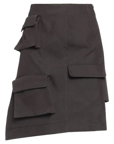 Off-white Woman Mini Skirt Dark Brown Size 8 Cotton, Polyamide