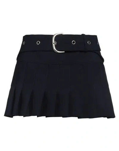 OFF-WHITE OFF-WHITE WOMAN MINI SKIRT MIDNIGHT BLUE SIZE 10 VIRGIN WOOL, ELASTANE, POLYAMIDE