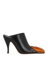 Off-white Leather Lunar Mules With Statement Detail Heel 11 Cm In Black