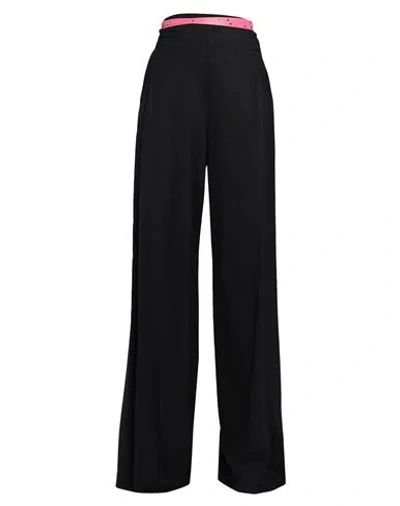Off-white Woman Pants Black Size 2 Polyester, Virgin Wool, Elastane, Soft Leather