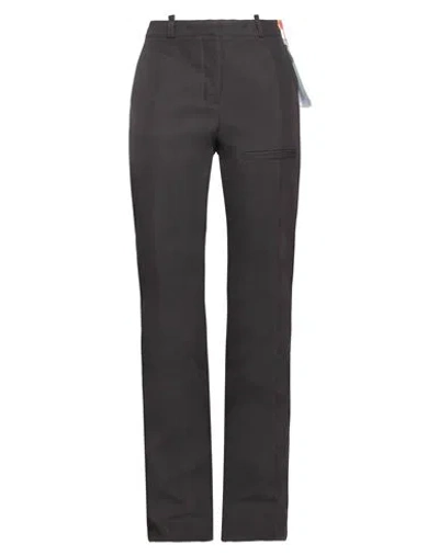 Off-white Woman Pants Dark Brown Size 6 Cotton, Polyamide