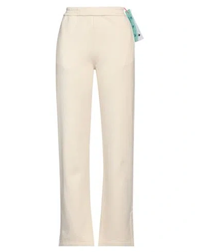 Off-white Woman Pants Ivory Size L Organic Cotton