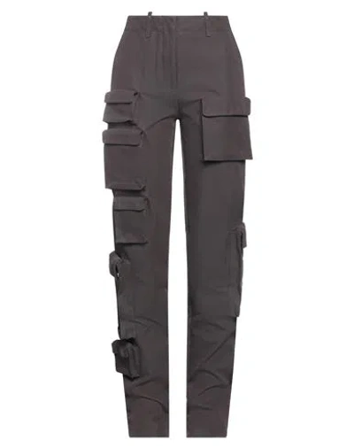 Off-white Woman Pants Lead Size 12 Cotton, Polyamide In Grey