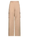 Off-white Woman Pants Sand Size 10 Cotton, Elastane In Beige