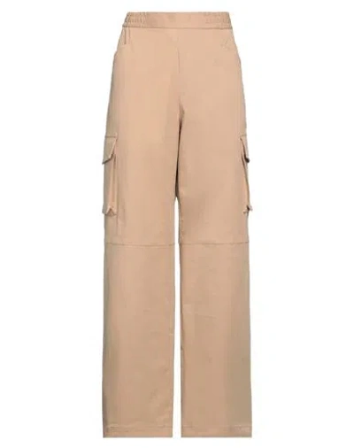 Off-white Woman Pants Sand Size 10 Cotton, Elastane In Beige