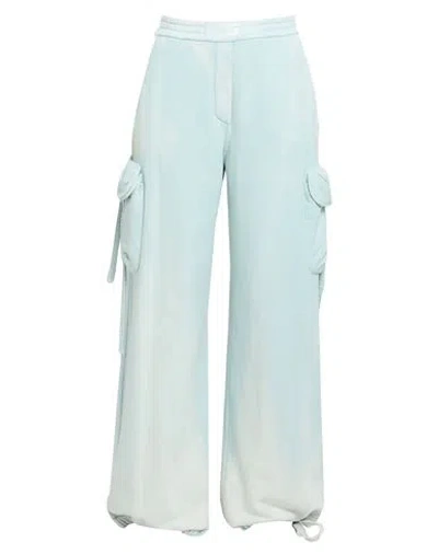 Off-white Woman Pants Turquoise Size Xl Cotton In Blue