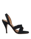 Off-white Curvy Heel Denim Sandals In Black