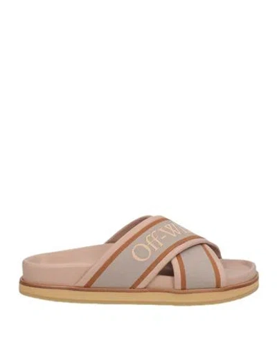 Off-white Criss-cross Leather Slides In Pink