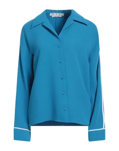 Off-white Woman Shirt Azure Size 2 Polyester In Blue