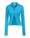 Off-white Woman Shirt Azure Size 4 Polyamide, Elastane In Blue