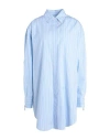 Off-white Embroidered Poplin Shirt Dress In Blue