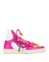 Off-white Woman Sneakers Fuchsia Size 7 Soft Leather, Textile Fibers In Pink