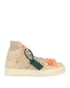 OFF-WHITE OFF-WHITE WOMAN SNEAKERS LIGHT BROWN SIZE 6 SOFT LEATHER, TEXTILE FIBERS